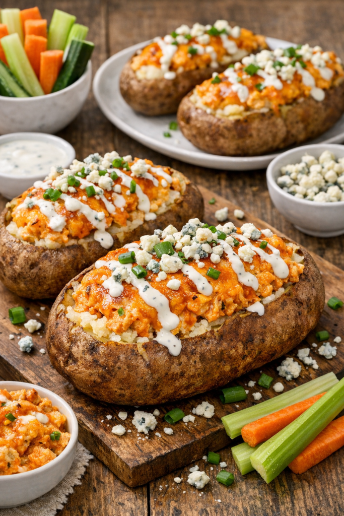 Buffalo Chicken Stuffed Baked Potatoes