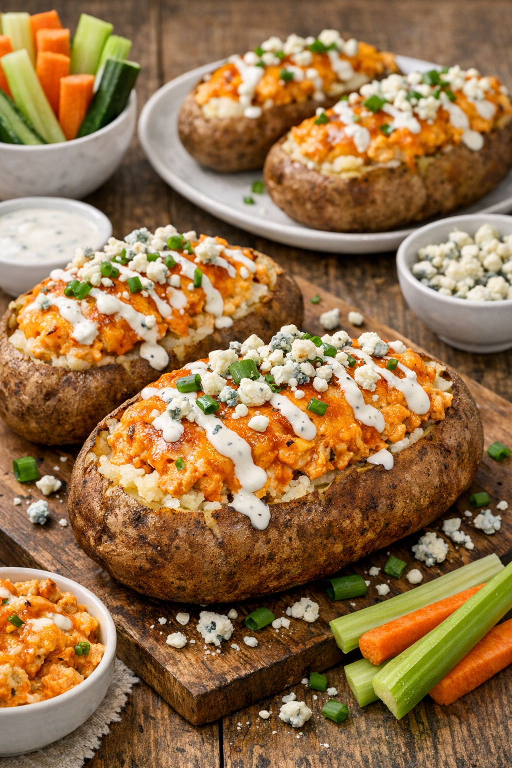 Buffalo Chicken Stuffed Baked Potatoes
