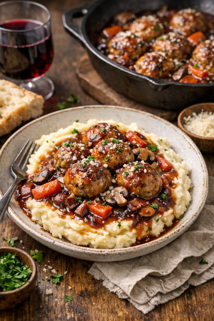 Coq Au Vin Meatballs