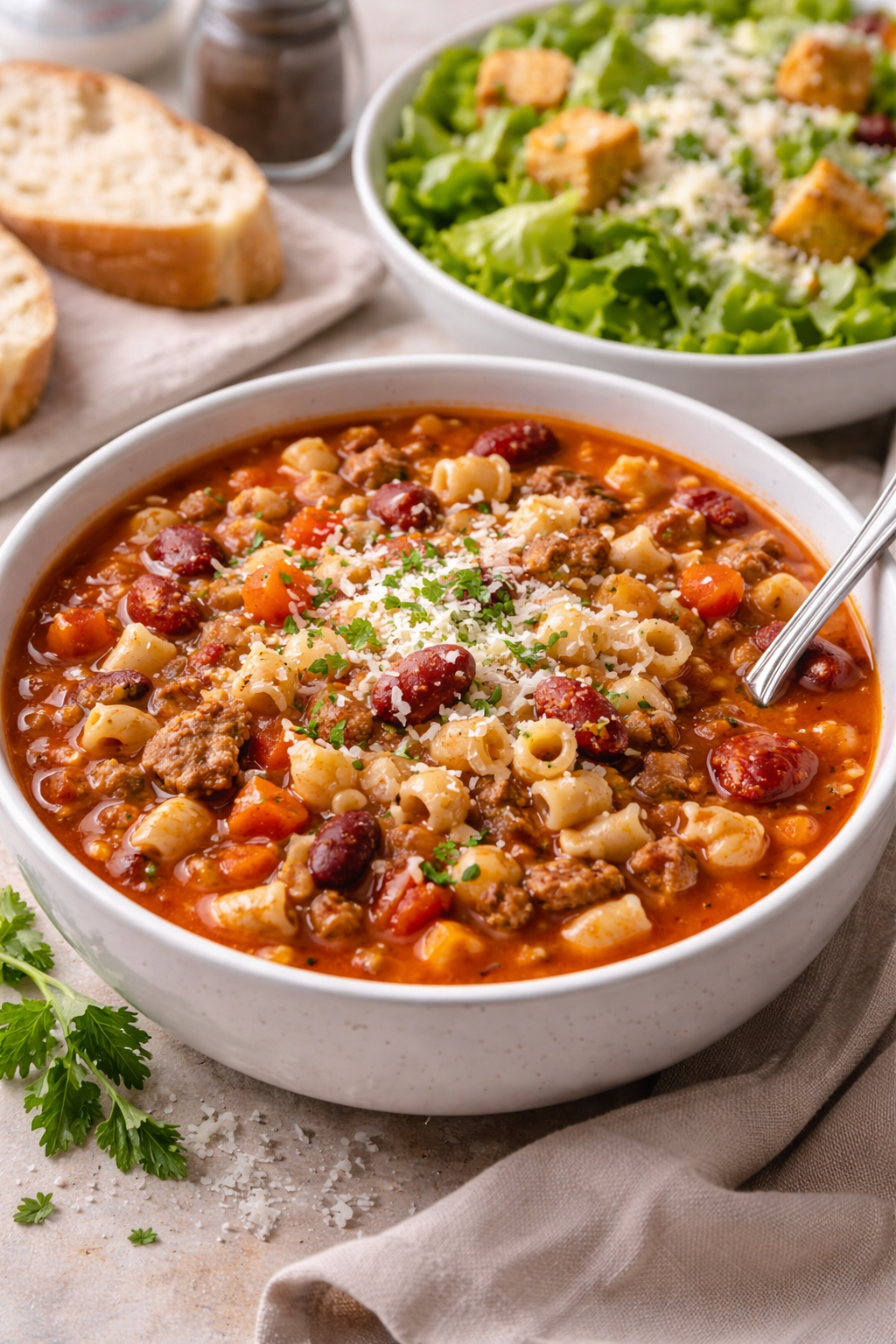 Pasta e Fagioli Recipe Pasta e Fagioli and Caesar Salad