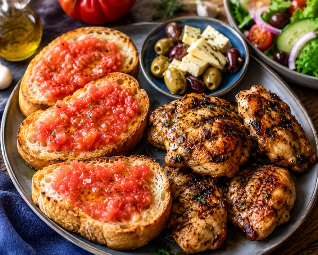 Mediterranean Grilled Chicken and Tomato Bread