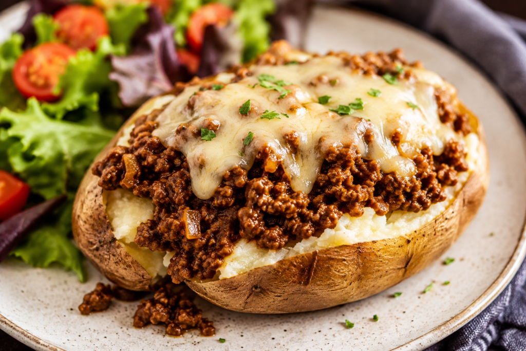 Fancy Sloppy Joe Baked Potatoes